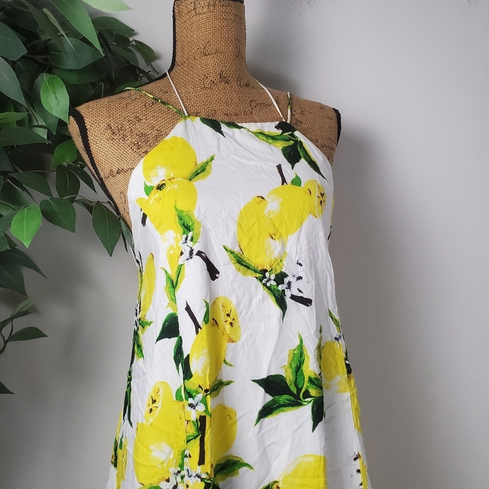 Lemon Print Halter Dress Women's Size Medium - Picture 5 of 11